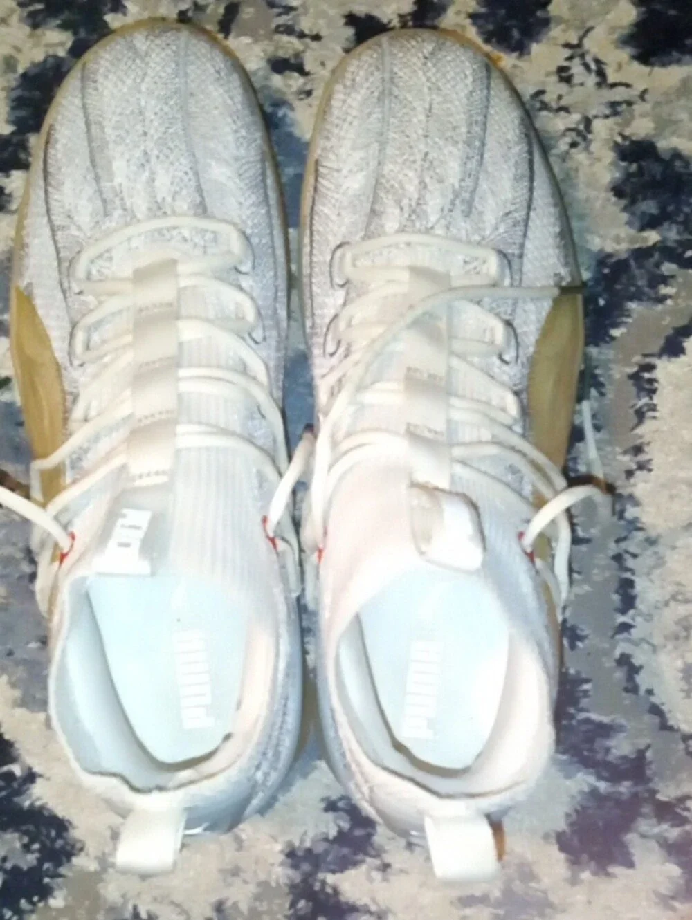 Men's White Knit Sneakers with Gum Outsole